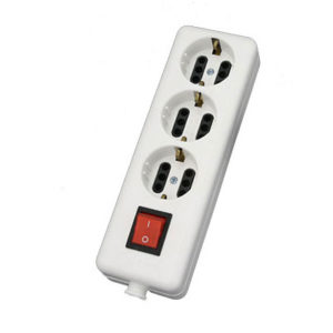 Multi-socket socket in various straight positions without cable with On / Off switch
